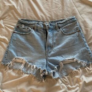 Abercrombie & Fitch Light Blue Distressed Jean Shorts